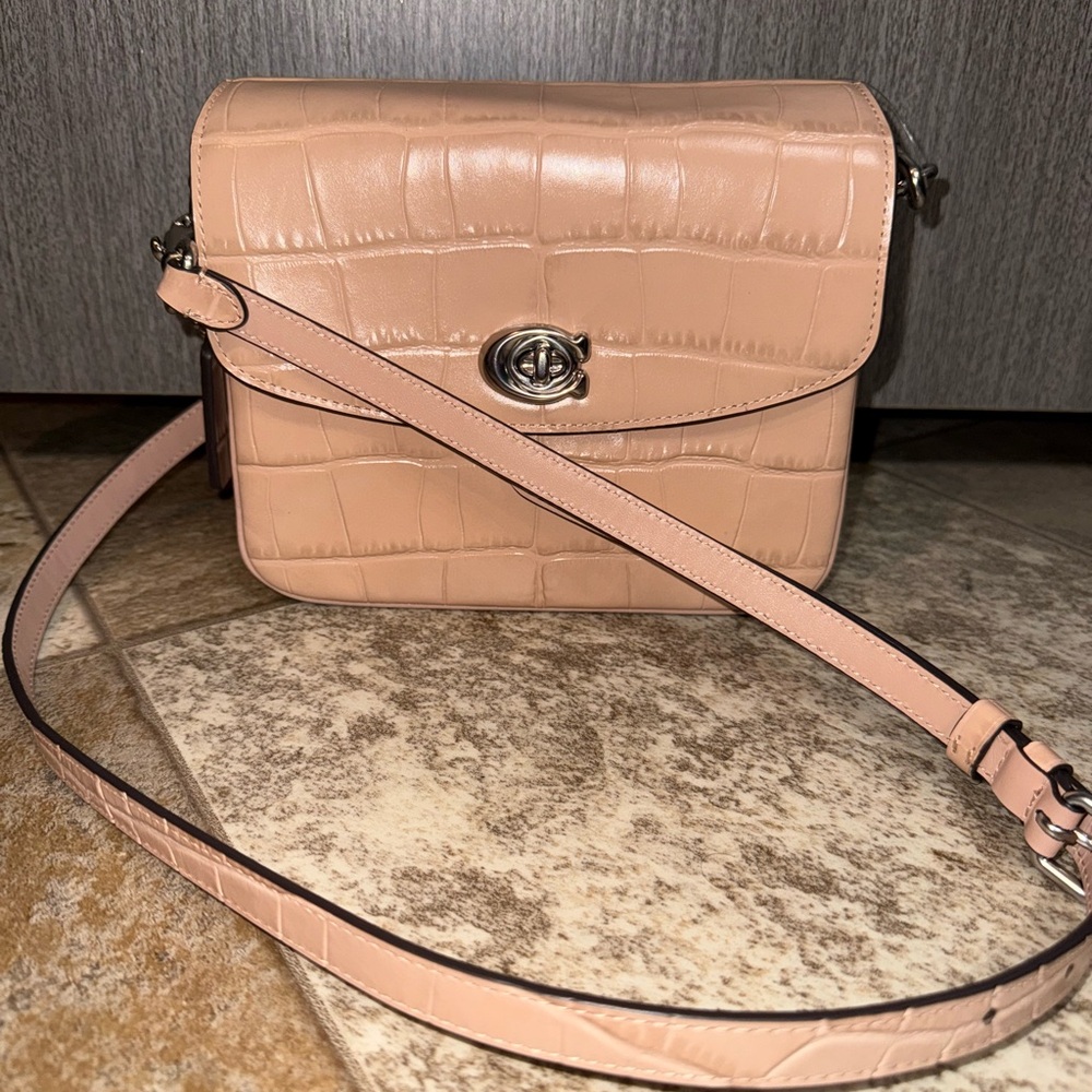 Coach Tan Crossbody Bag with Textured Leather